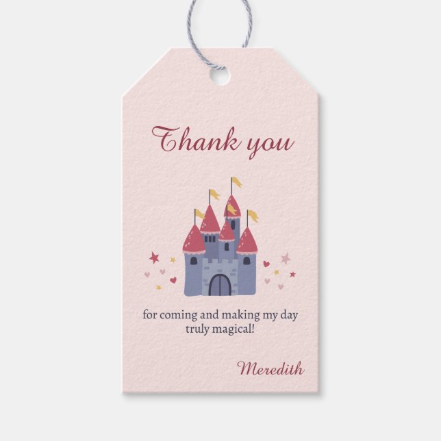 Pastel Pink Bezauberndes Schloss Herzstern Gefalle Geschenkanhänger (Vorderseite)