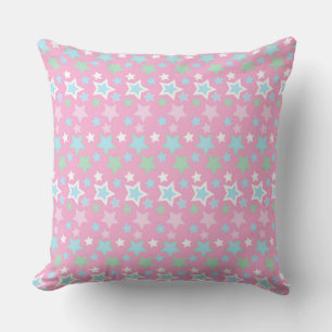 PASTEL PINK BLAU GREEN WHITE STARS & STRIPES KISSEN