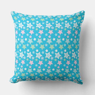 PASTEL PINK BLAU GREEN WHITE STARS & STRIPES KISSEN