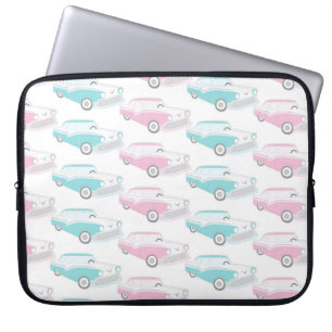 PASTEL PINK & BLAUE RETRO CARS LAPTOPSCHUTZHÜLLE