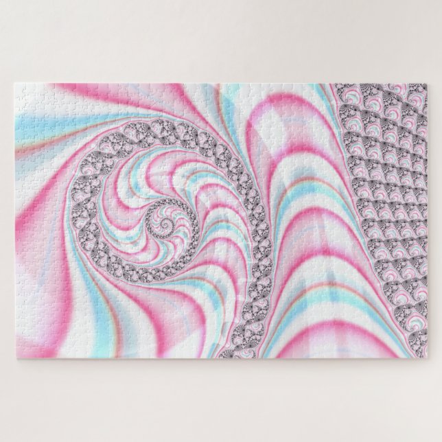Pastel Pink Blue Candy Cane Spiral (Horizontal)