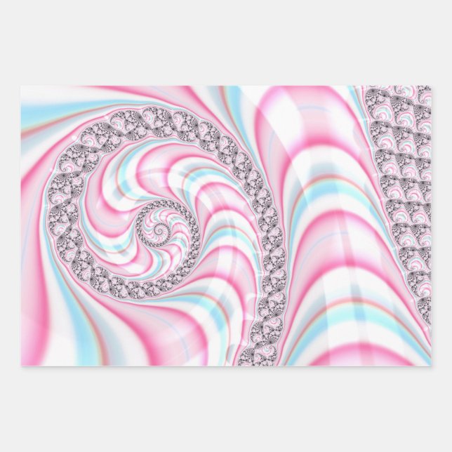 Pastel Pink Blue Candy Cane Spiral Geschenkpapier Set (Vorderseite)