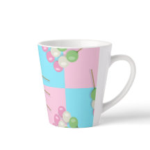 Pastel Pink Blue Checkered Dango Latte Tasse