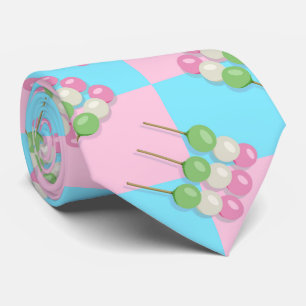 Pastel Pink Blue Checkered Dango Neck Tie Krawatte