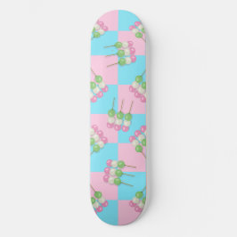 Pastel Pink Blue Checkered Dango Skateboard