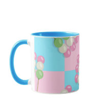 Pastel Pink Blue Checkered Dango Tasse