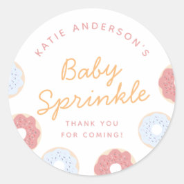 Pastel Pink Blue Donuts Baby Sprinkle Vielen Dank Runder Aufkleber