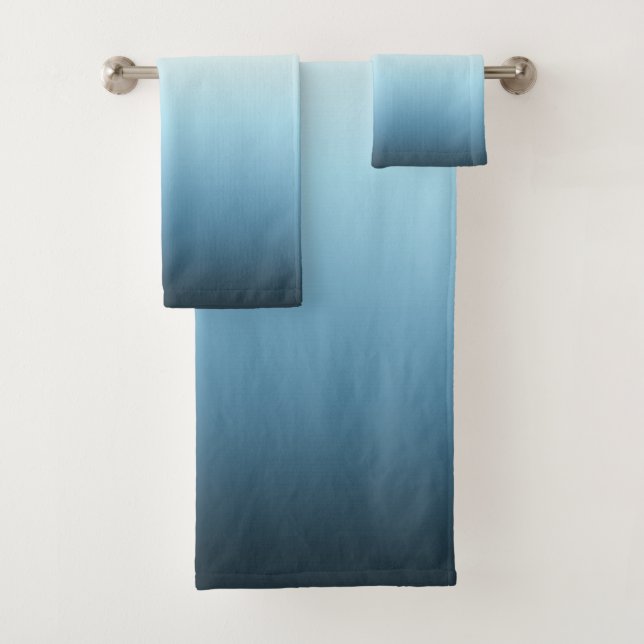 Pastel Pink & Blue Gradient Indigo Rose Ombre Badhandtuch Set (Insitu)