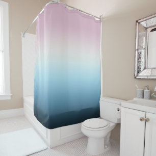 Pastel Pink & Blue Gradient Indigo Rose Ombre     Duschvorhang