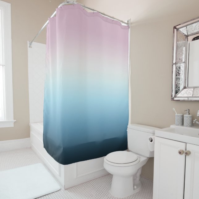 Pastel Pink & Blue Gradient Indigo Rose Ombre Duschvorhang (Beispiel)