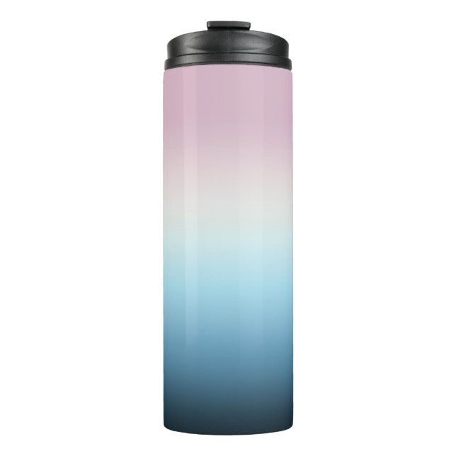 Pastel Pink & Blue Gradient Indigo Rose Ombre Thermosbecher (Vorderseite)