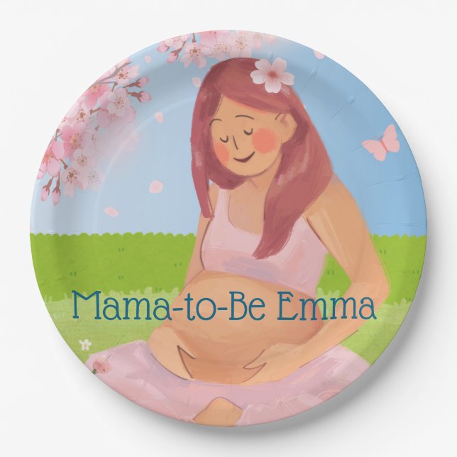 Pastel Pink Blue Green Mama-to-Be Baby Dusche Pappteller (Vorderseite)