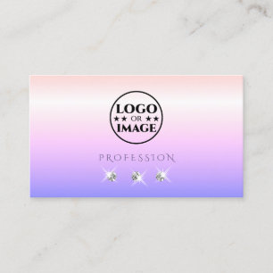 Pastel Pink Blue Ombre Sparkling Diamonds Logo hin Visitenkarte