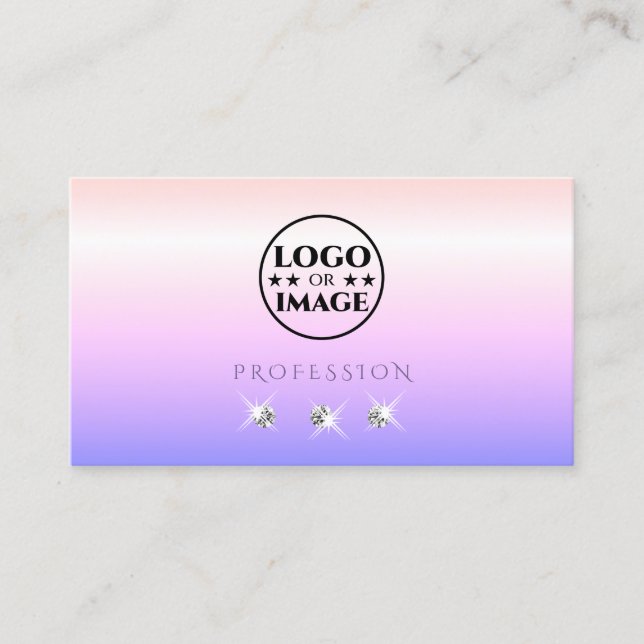 Pastel Pink Blue Ombre Sparkling Diamonds Logo hin Visitenkarte (Vorderseite)