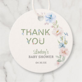 Pastel Pink Blue Spring Baby in Bloom Baby Dusche Geschenkanhänger