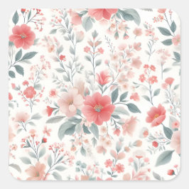Pastel Pink Blume Ästhetischer Hintergrund Quadratischer Aufkleber