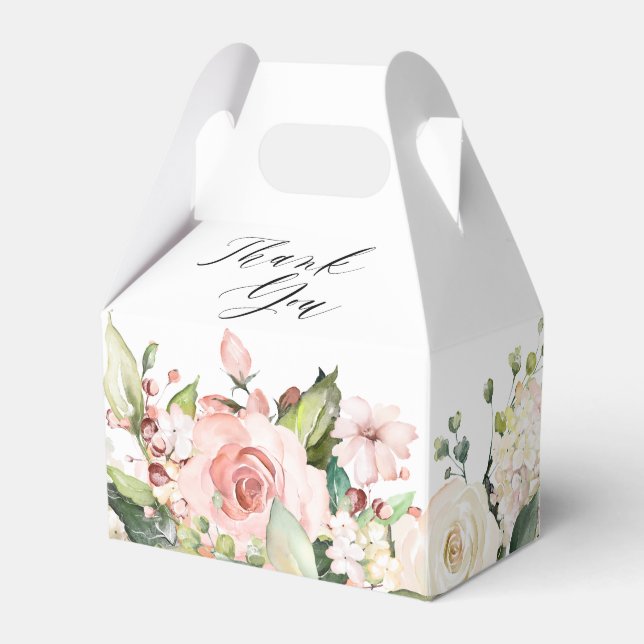 Pastel Pink Blush Rose Botanische Hochzeit mit flo Geschenkschachtel (Vorderseite)