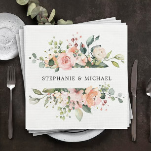 Pastel Pink Blush Rose Botanische Hochzeit mit flo Serviette