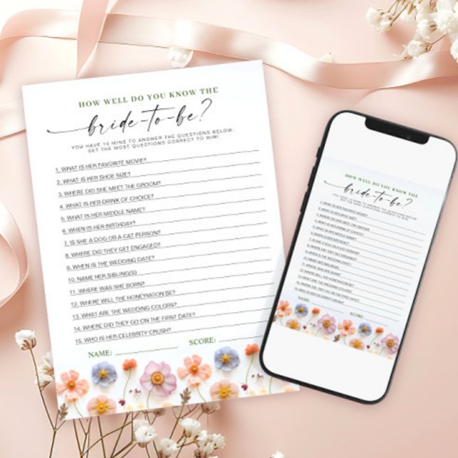 Pastel Pink Boho Fleur sauvage carte de jeu nuptia (Créateur téléchargé)