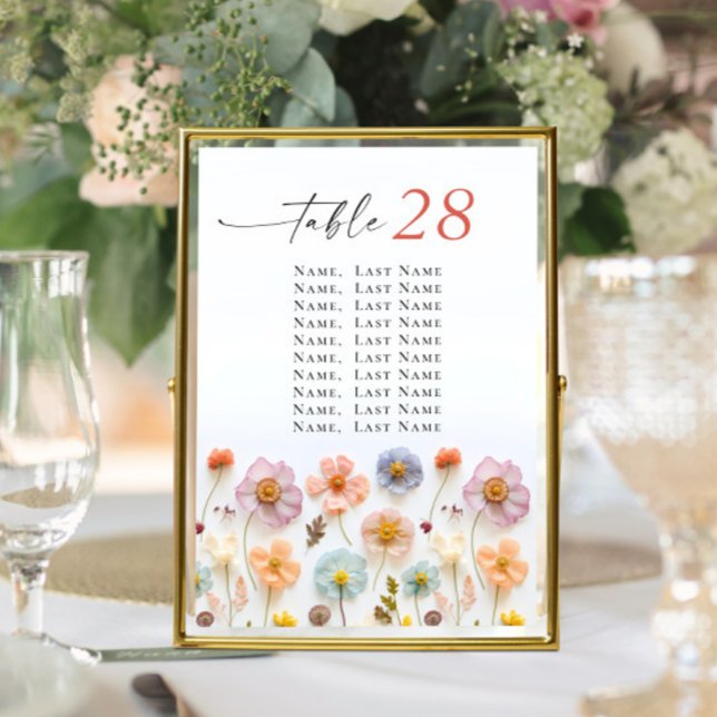 Pastel Pink Boho Wildblume Wedding Tischnummer (Von Creator hochgeladen)