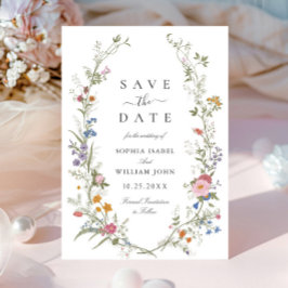 Pastel Pink Boho Wildblumen Blumenzehen Save The Date