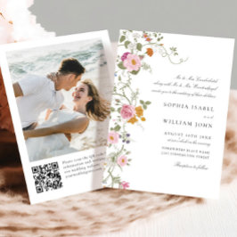 Pastel Pink Boho Wildblumen Hochzeit Einladung