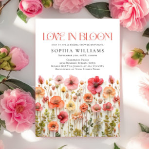 Pastel Pink Boho Wilde Blume Brautparty Einladung