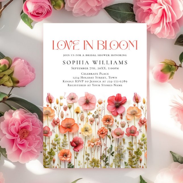 Pastel Pink Boho Wilde Blume Brautparty Einladung (Von Creator hochgeladen)