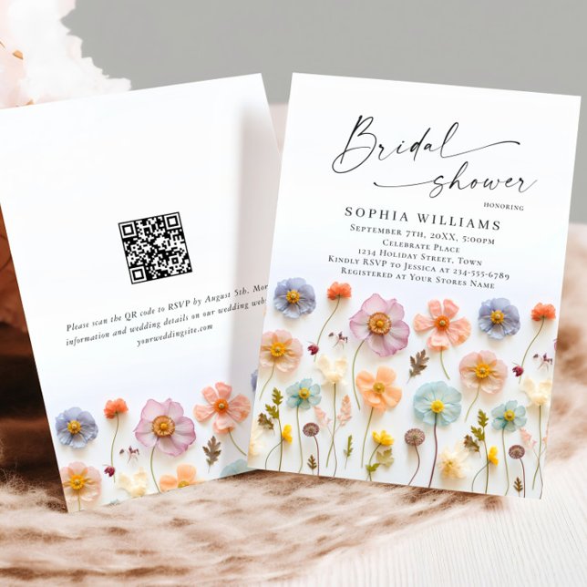 Pastel Pink Boho Wilde Blume Brautparty Einladung (Von Creator hochgeladen)