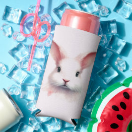 Pastel Pink Bunny Face kann kühler Selters Dosenkühler
