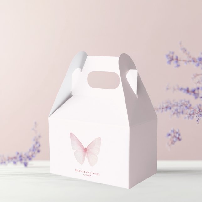 "Pastel Pink Butterfly Babydusche Geschenkschachtel (Von Creator hochgeladen)