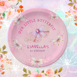 Pastel Pink Butterfly Thema Girl's 1. Geburtstag Pappteller<br><div class="desc">Niedliche und skurrile rosa Schmetterling Geburtstagsfeier Teller für die erste Geburtstagsfeier Ihres kleinen Mädchens.</div>