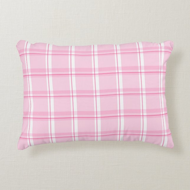 Pastel Pink Checkered Dekokissen (Vorderseite)