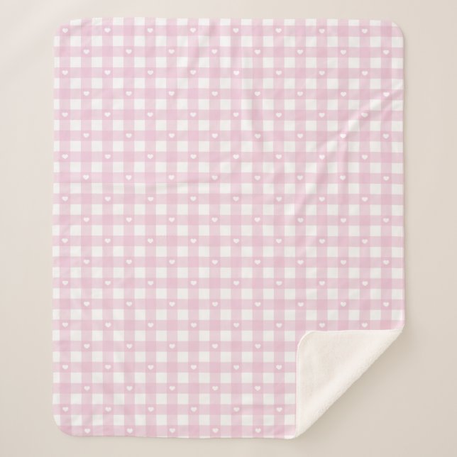 Pastel Pink Checks Sherpadecke (Vorderseite)