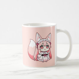Pastel Pink Chibi Fox Girl  Coffee Mug Kaffeetasse