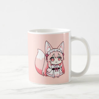 Pastel Pink Chibi Fox Girl  Coffee Mug Kaffeetasse
