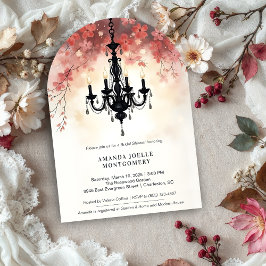 Pastel Pink Chic Floral Chandelier Bridal Shower Einladung