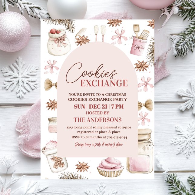 Pastel Pink Christmas Cookie Exchange Einladung (Von Creator hochgeladen)