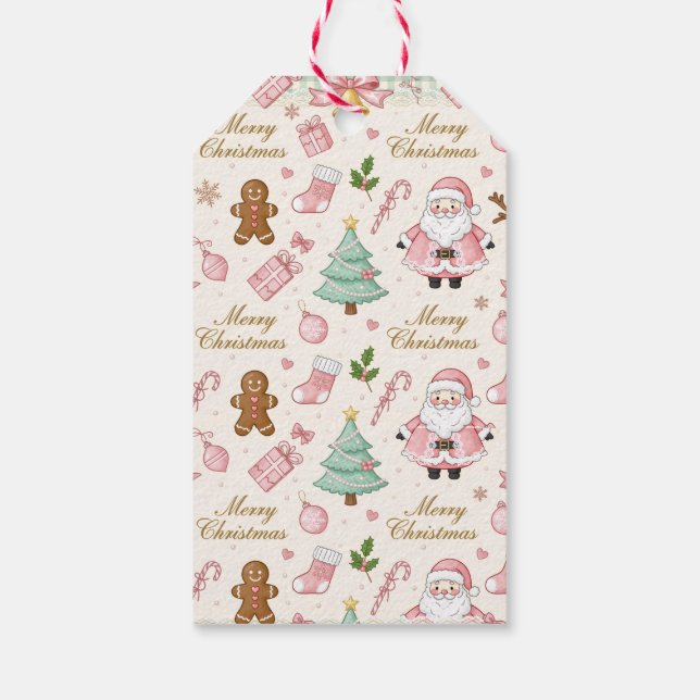 Pastel Pink Christmas Delight Geschenkanhänger (Rückseite)