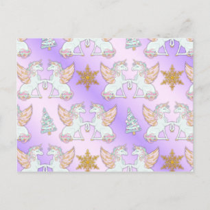 Pastel Pink Christmas Unicorns Postkarte