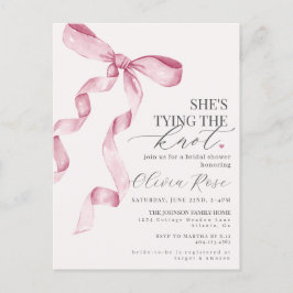 Pastel Pink Coquette Bow Brautparty laden Postkarte