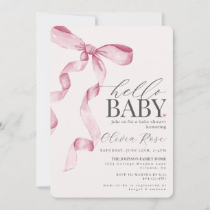 Pastel Pink Coquette Bow fille Invitation Baby sho