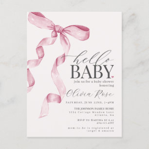 Pastel Pink Coquette Bow fille Invitation Baby sho