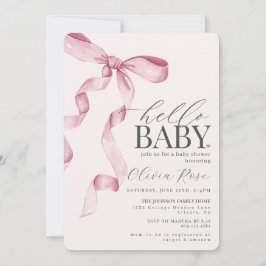 Pastel Pink Coquette Bow Girl Babydusche Einladung