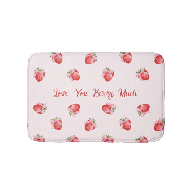 Pastel Pink Coquette Strawberry Personalisiert Badematte (Vorderseite)