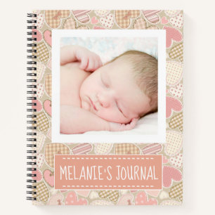 Pastel Pink Craft Hört Custom Baby Foto Notizbuch