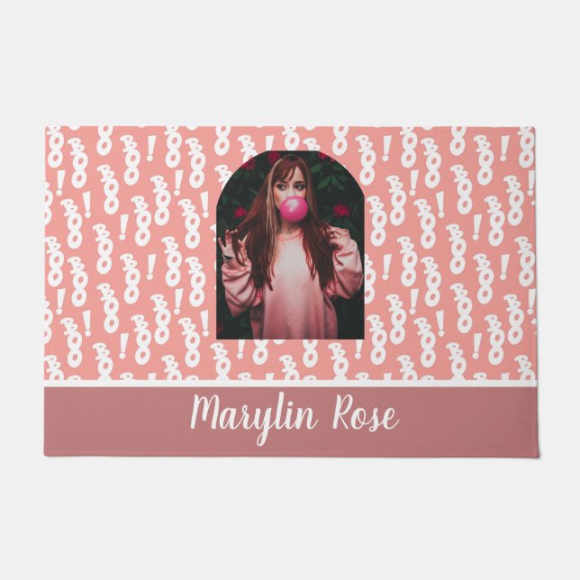 PASTEL PINK CUSTOM HALLOWEEN BOO  FUßMATTE (Vorderseite)