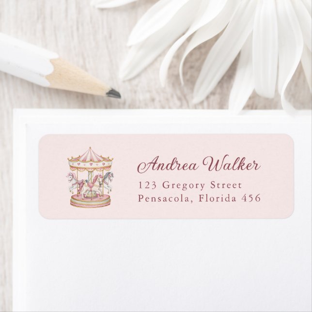 Pastel Pink Cute Carousel Girl Baby Shower (Insitu)