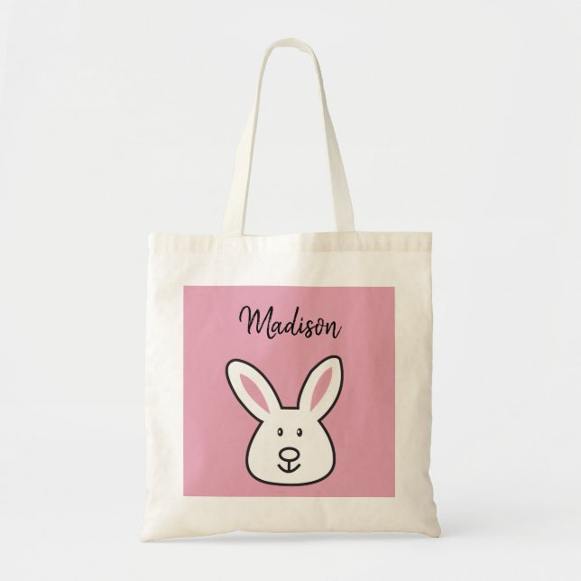 Pastel Pink Cute Easter Bunny Illustration Tragetasche (Vorne)