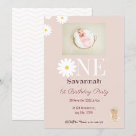 Pastel Pink Daisies zum Geburtstag Einladung